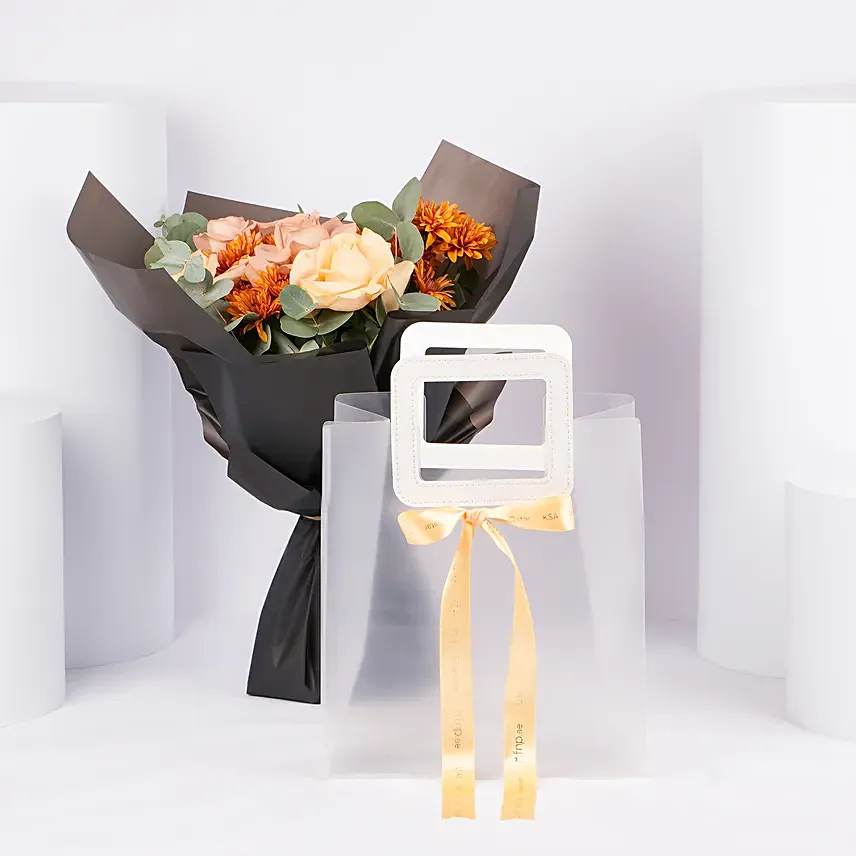 Golden Peach Rose Elegance Bouquet