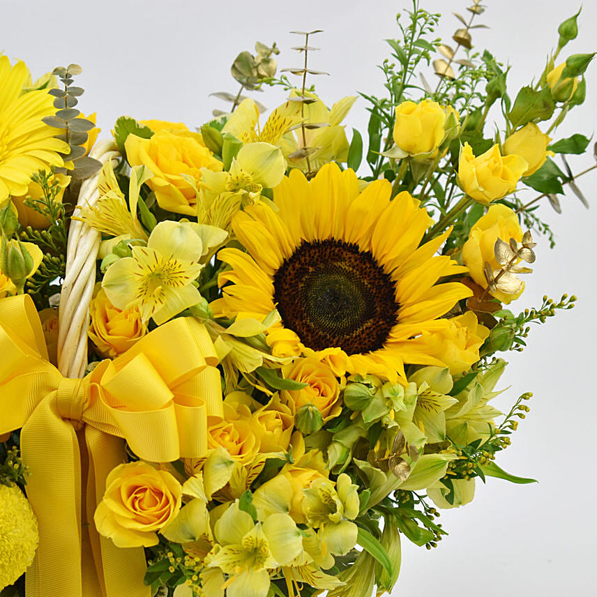 Graceful Yellows Basket Arrangement