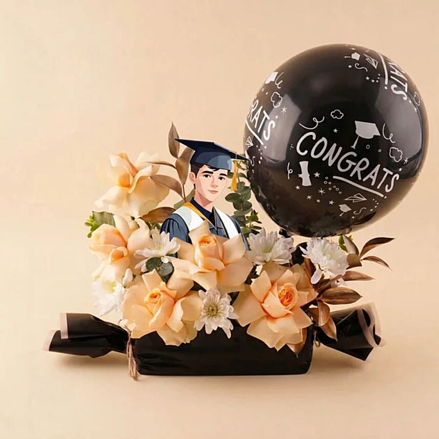 Graduation Congratulations Flowers And Balloons For Him