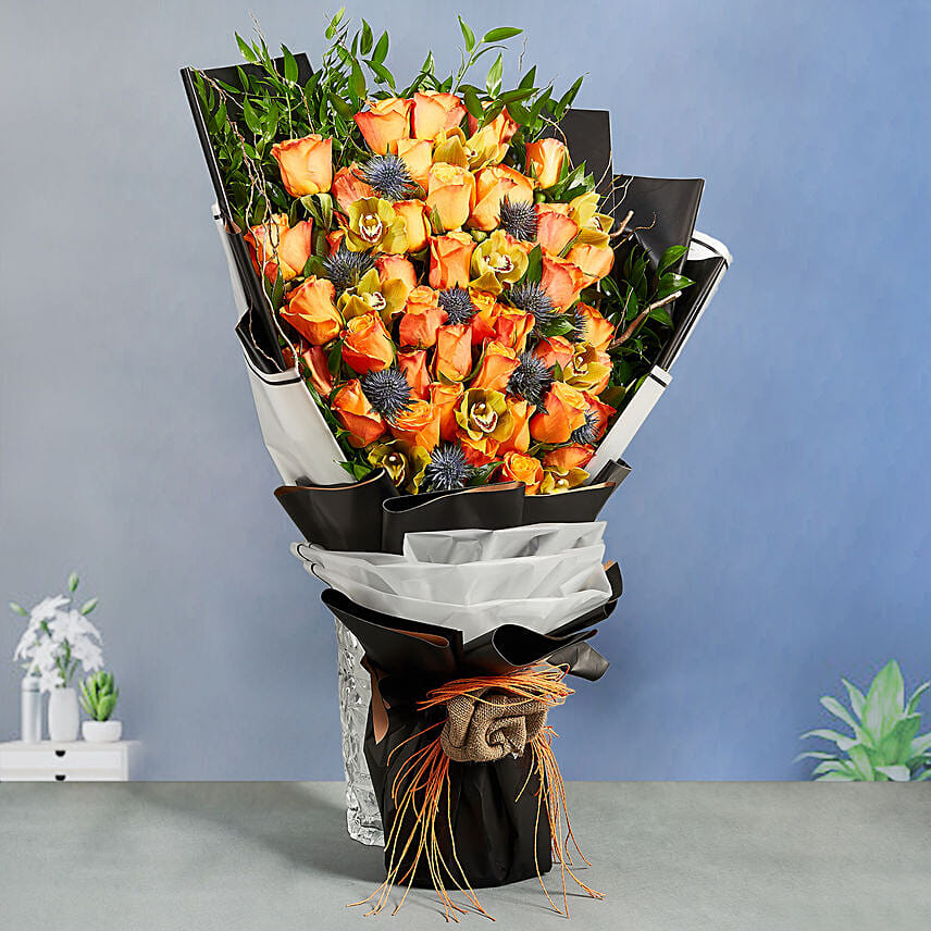 Grand Orange Roses Bouquet