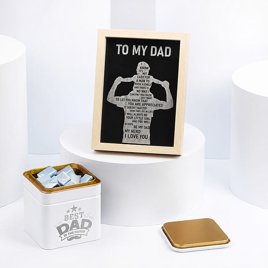 Gratitude For Dad Frame And Chocolates
