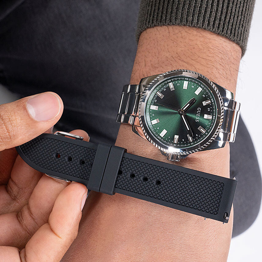 Guess Champ Green Dial Watch Gift Set For Him