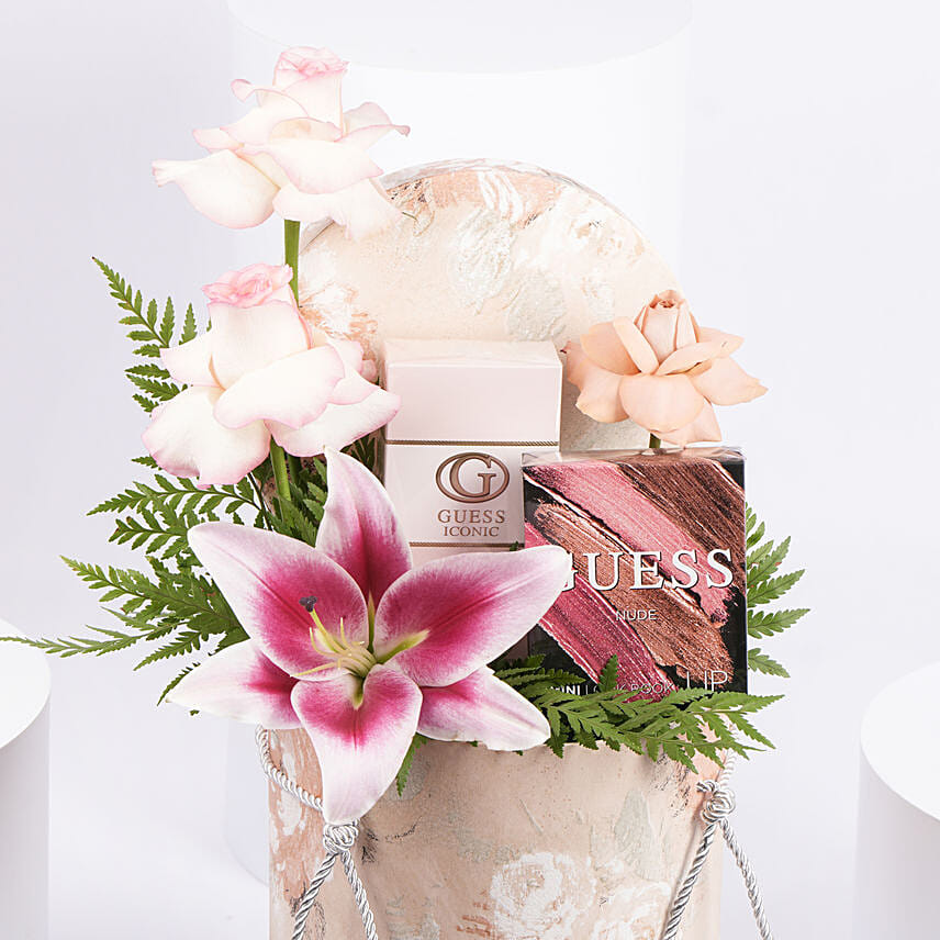 Guess Gift Box Mini Nude Lip Kit & Guess Iconic Edp