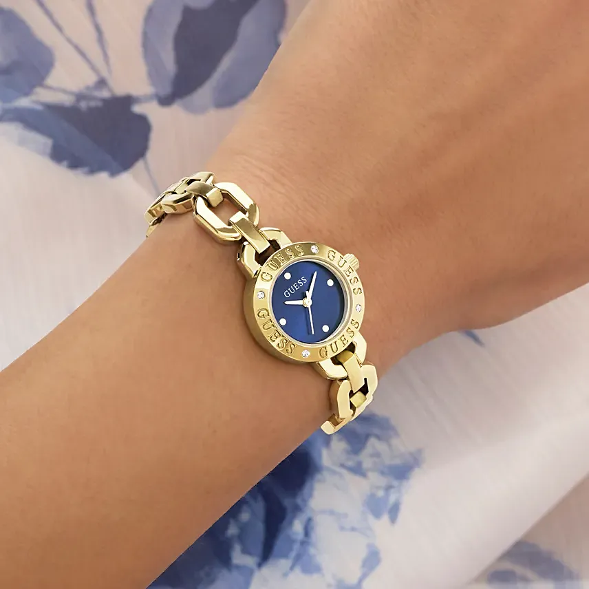 Guess Ladies Siren Gold Tone Analog Watch Gift Box