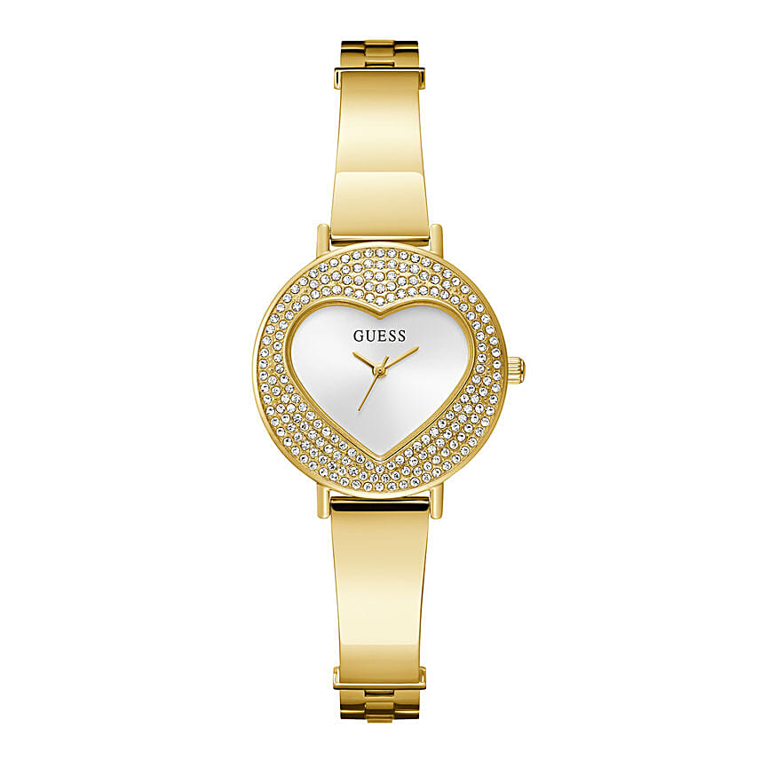 Guess Womens Watch With Pink Rose Heart Arrangement