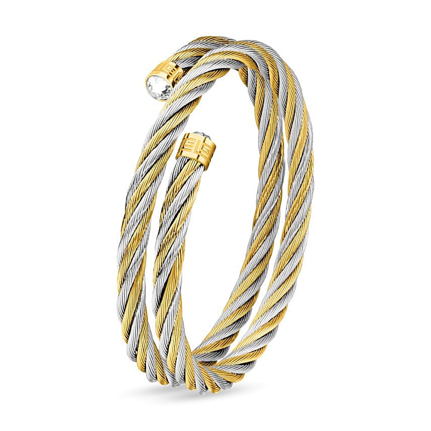 Guy Laroche Dual Tone Bangle With Floral Box For Her