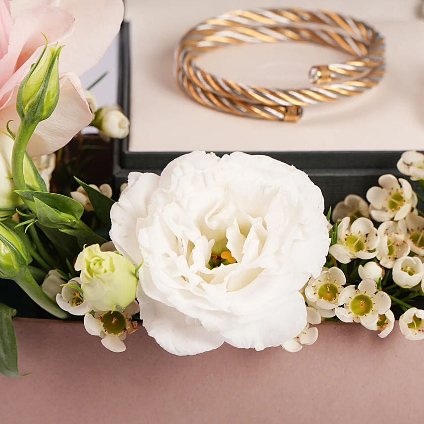 Guy Laroche Dual Tone Bangle With Floral Box For Her