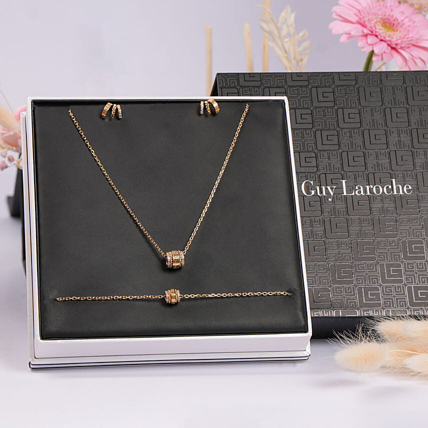 Guy Laroche Gold Plated Crystals Jewelry Gift Set