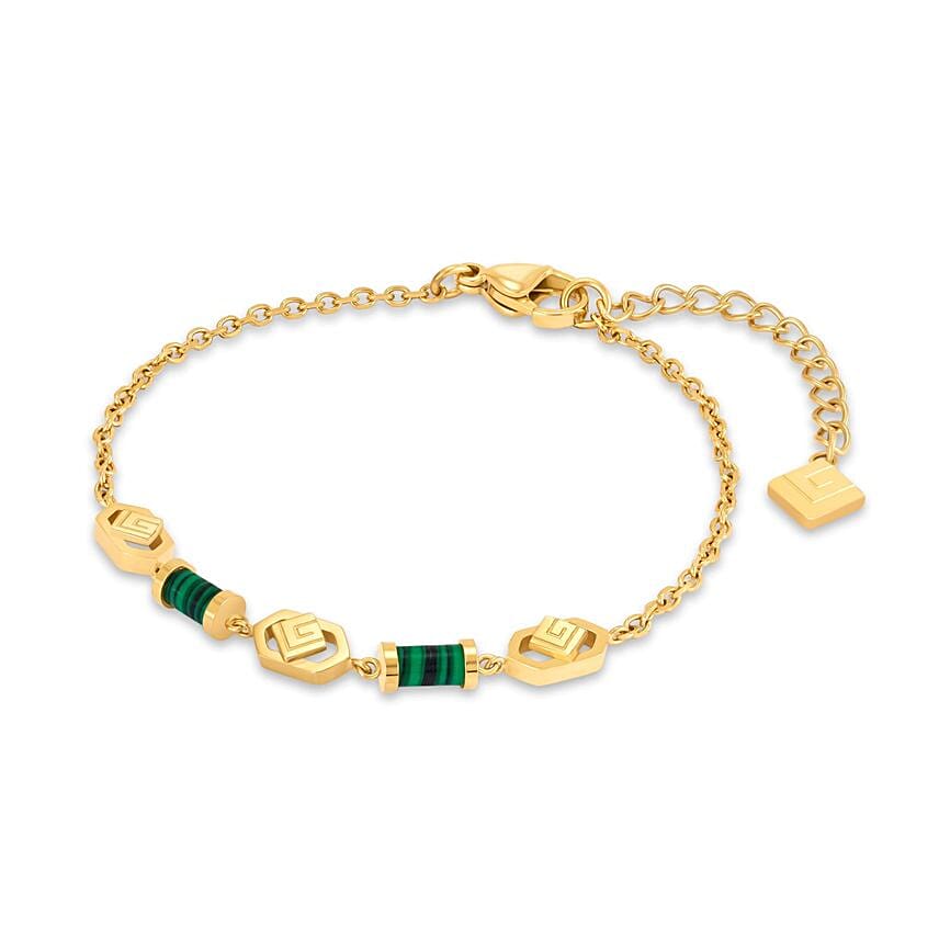 Guy Laroche Gold Plated Malachite Crystals Bracelet for Her