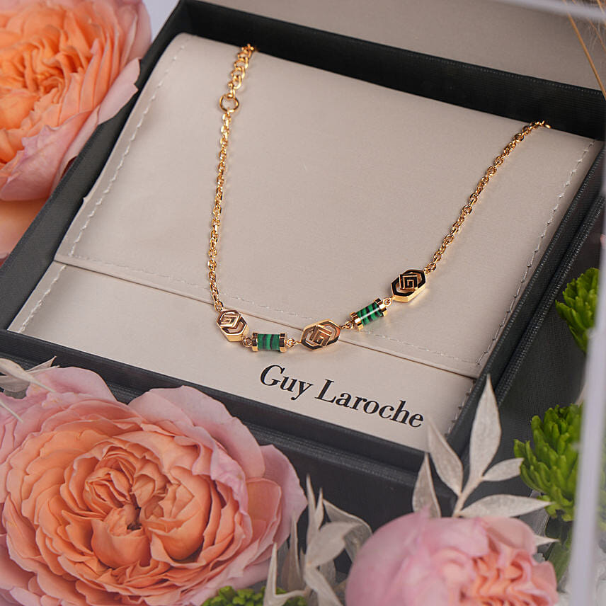 Guy Laroche Gold Plated Malachite Crystals Bracelet for Her