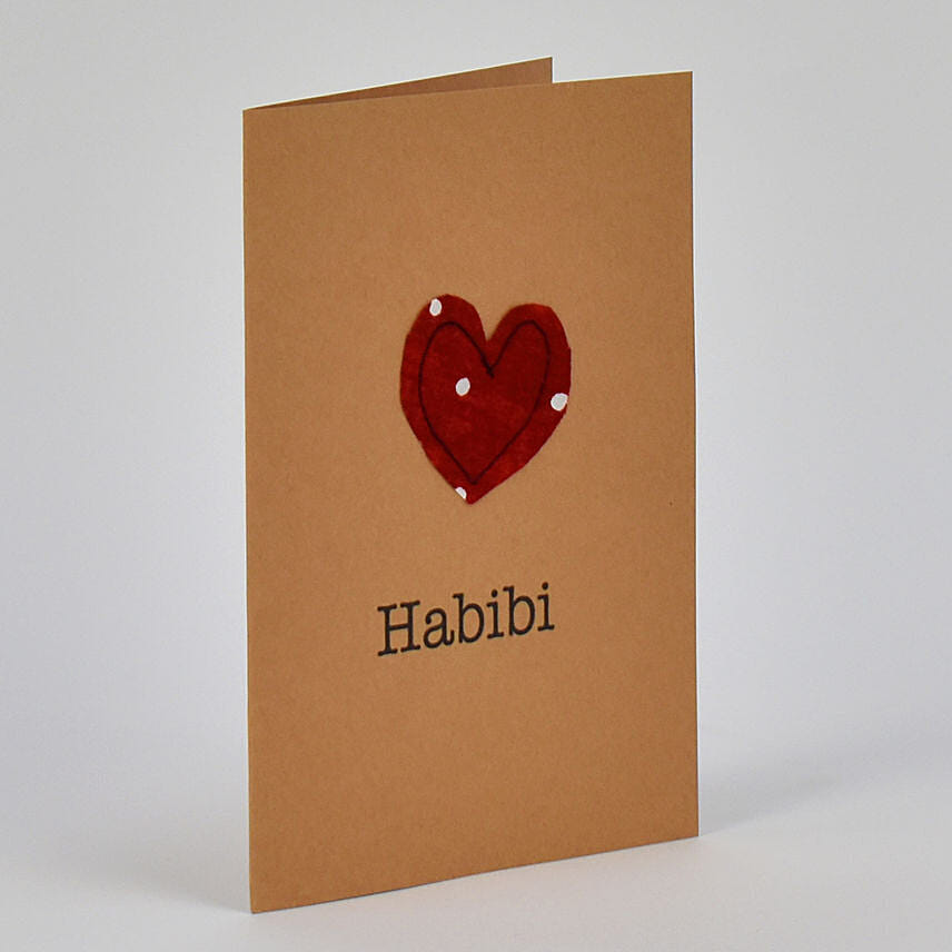 Habibi Red Heart Handmade Greeting Card