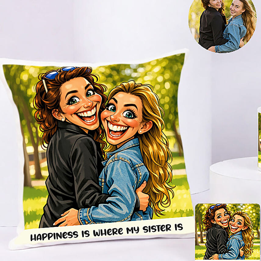 Happiness Is Where My Sister Is Cushion Mug Set