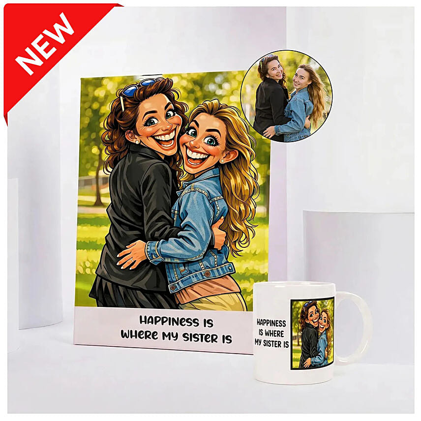 Sisters Forever Canvas Print and Mug Set