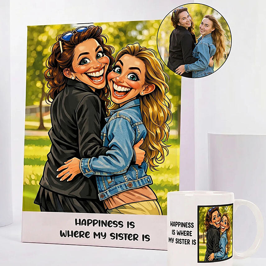 Sisters Forever Canvas Print and Mug Set