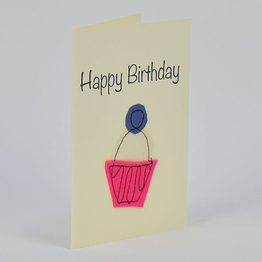 Happy Birthday Cupcake Handmade Greeting Card