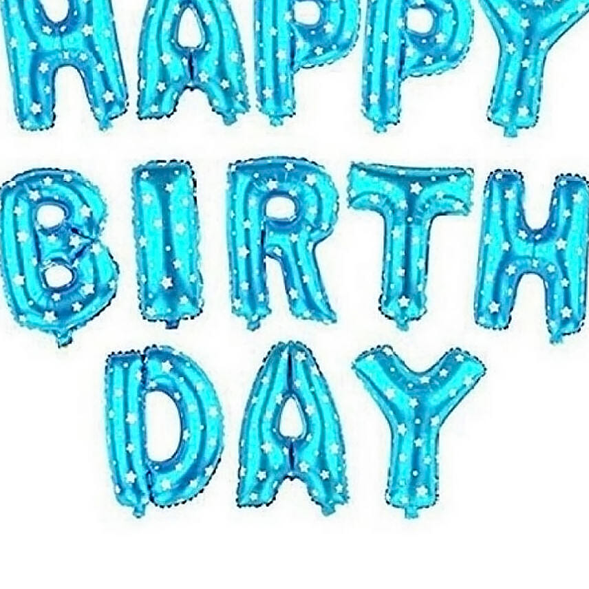 Happy Birthday Letter Blue Balloons