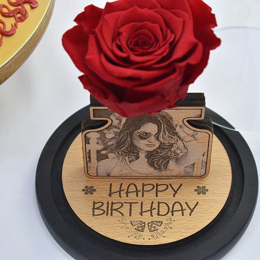 Happy Birthday Princess Cake With Personalised Forever Rose