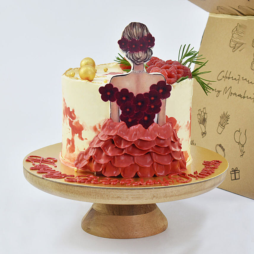 Happy Birthday Princess Marble Cake and Flowers