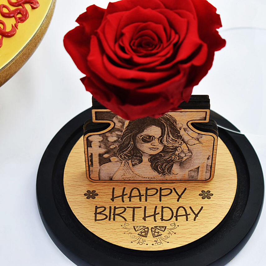 Happy Birthday Princess Vanilla Cake and Personalised Forever Rose