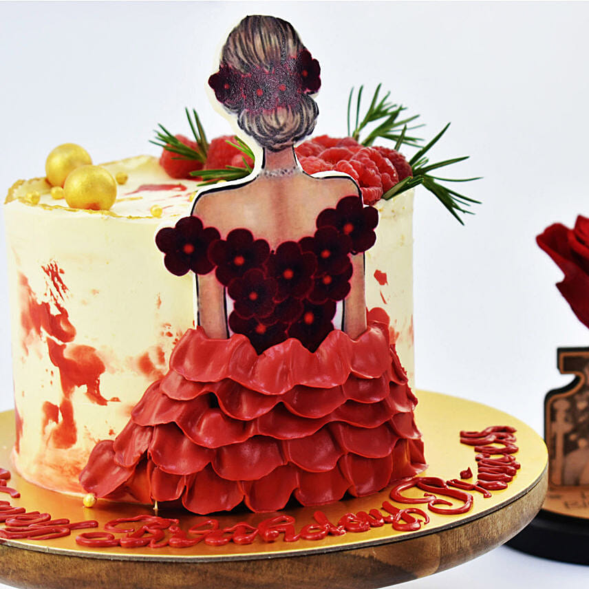 Happy Birthday Princess Vanilla Cake and Personalised Forever Rose