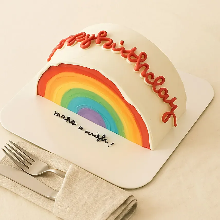 Happy Birthday Rainbow Theme Red Velvet Cake 1 KG
