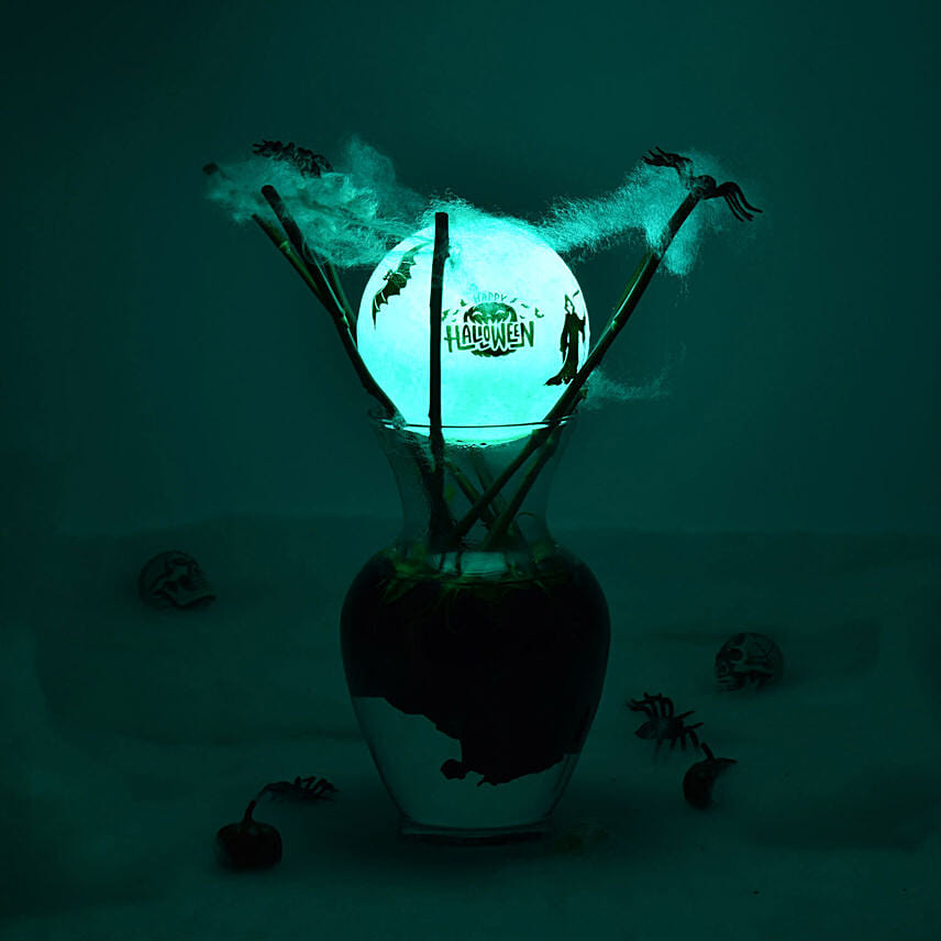 Happy Halloween Roses with Moon Lamp
