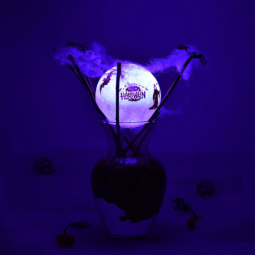 Happy Halloween Roses with Moon Lamp