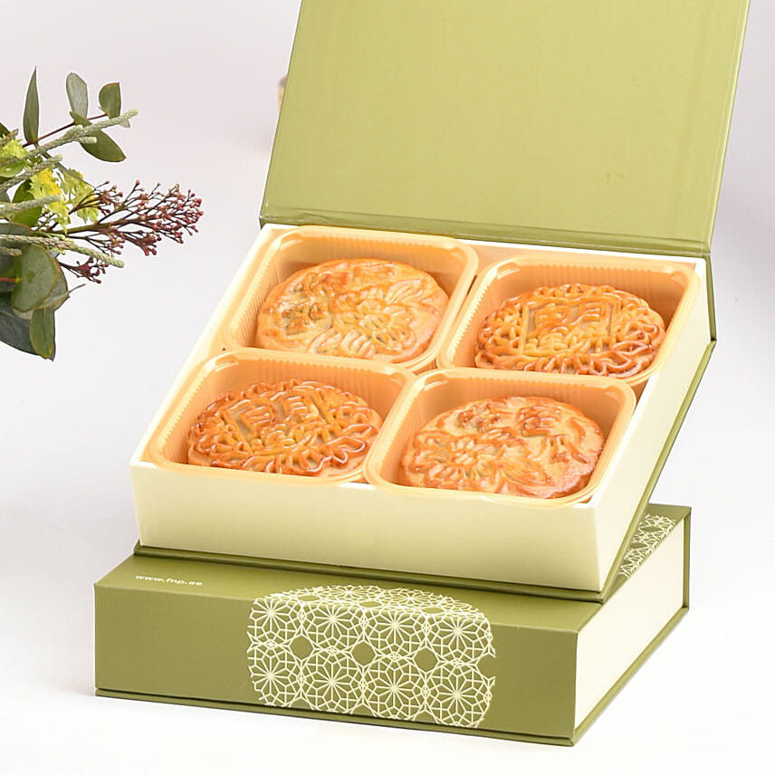 Happy Mid Autumn Festival Flower and Moon Cake