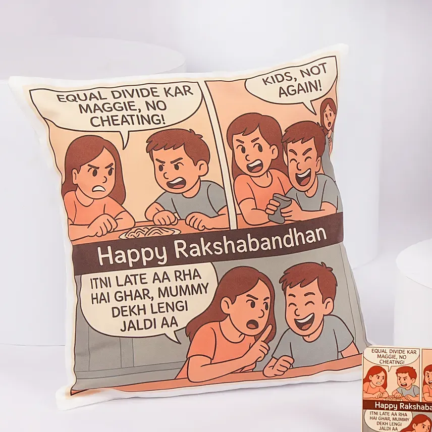Happy Raksha Bandhan Mug and Cushion Set