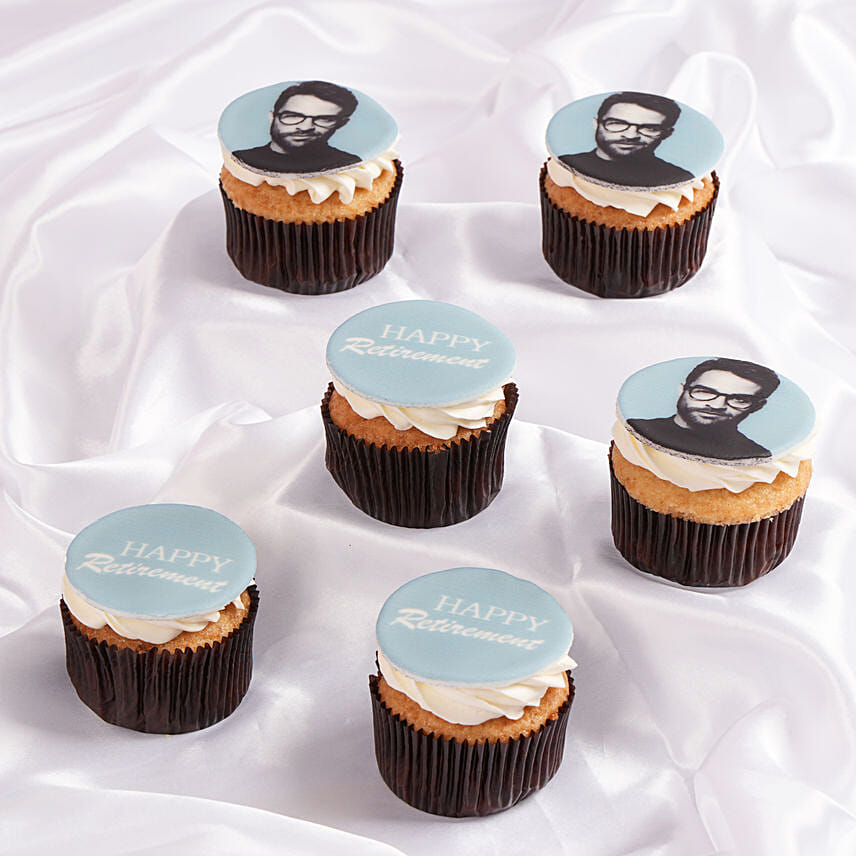 Happy Retirement Blue Theme Red Velvet Cupcake