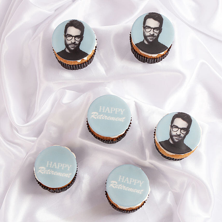 Happy Retirement Blue Theme Red Velvet Cupcake