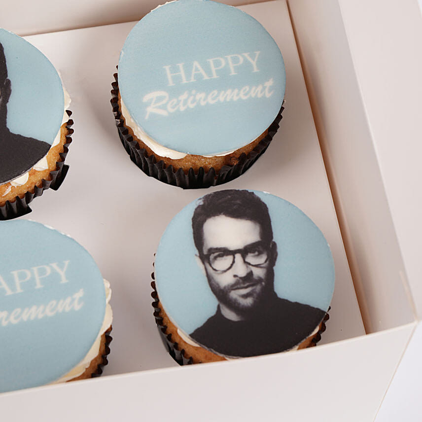 Happy Retirement Blue Theme Red Velvet Cupcake