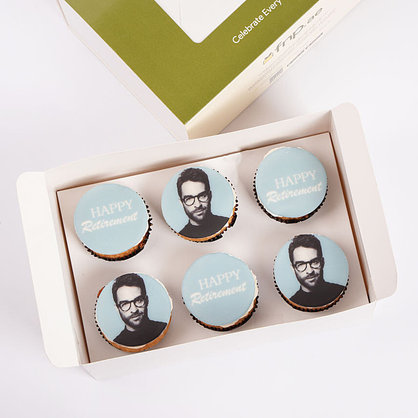 Happy Retirement Blue Theme Red Velvet Cupcake