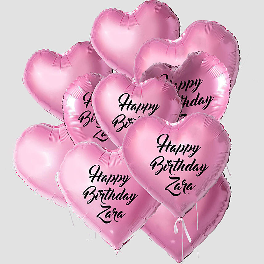 Heart Shaped Customized Text Plain Pink Balloons