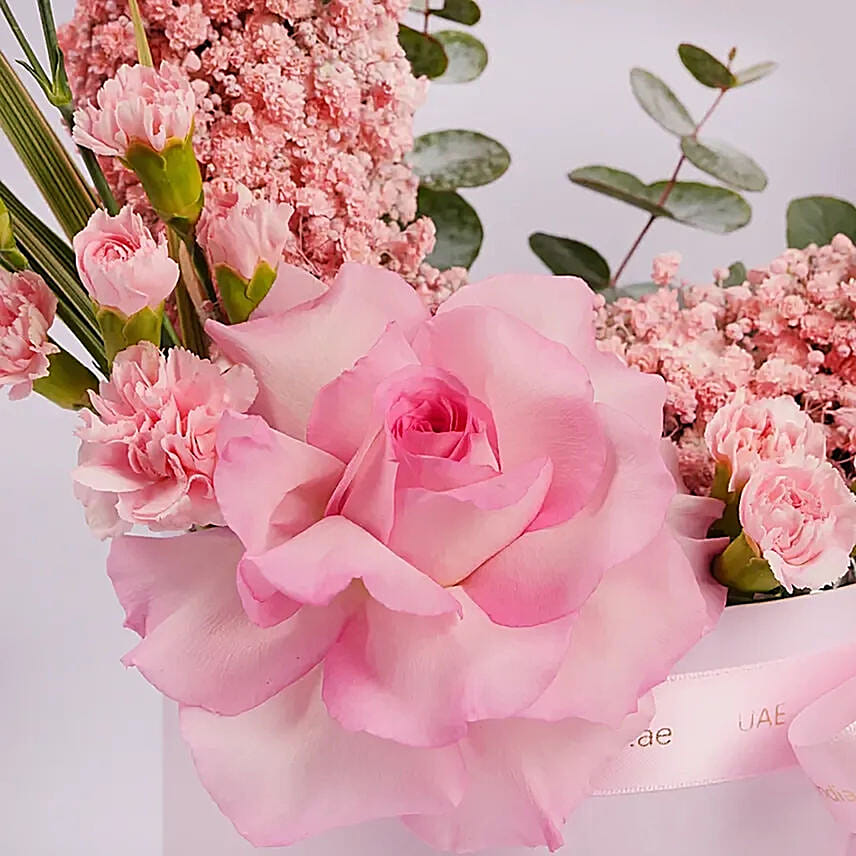 Heart Shaped Pink Babys Breath Arrangement