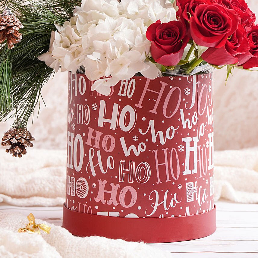Ho Ho Ho Christmas Flowers And Rochers Box