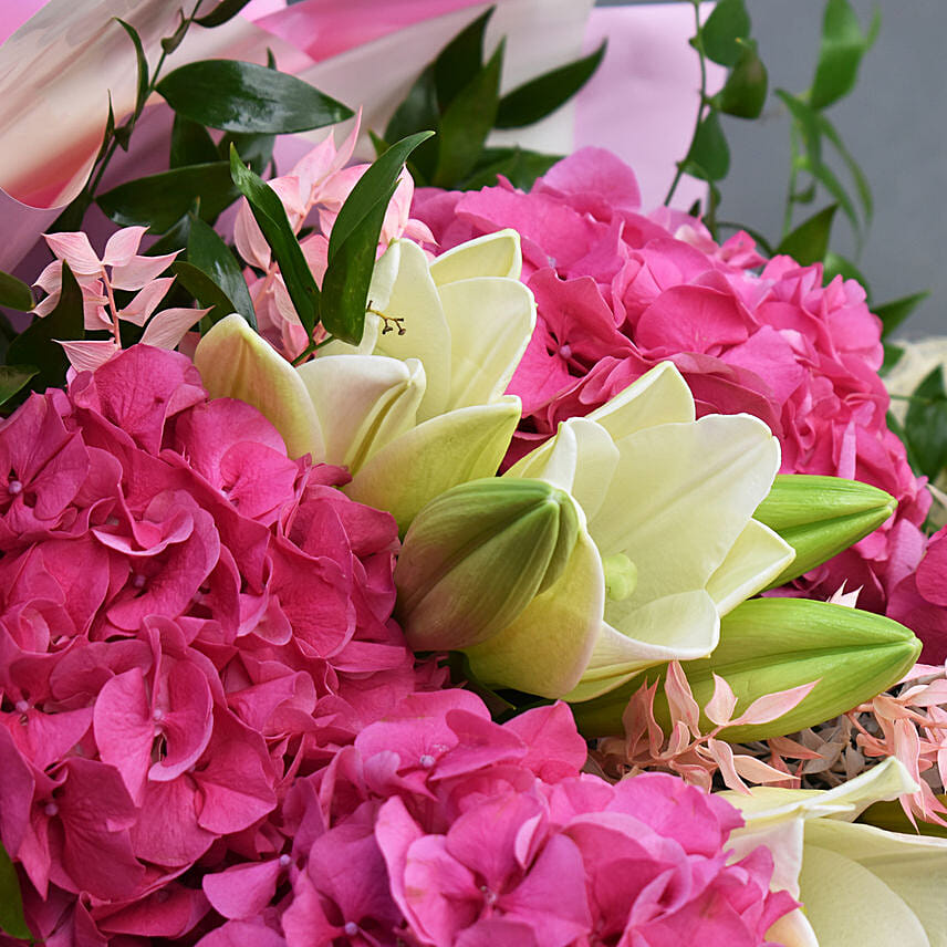Hydrengea and Lillies Long Bouquet