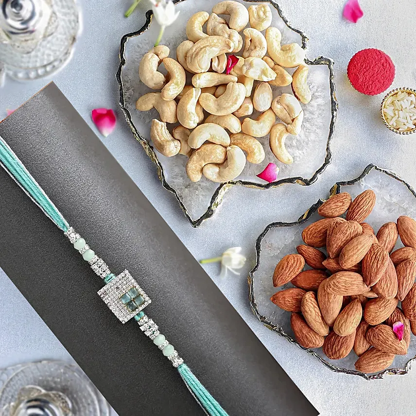 Imperial American Diamond Rakhi With Almonds and Cashew