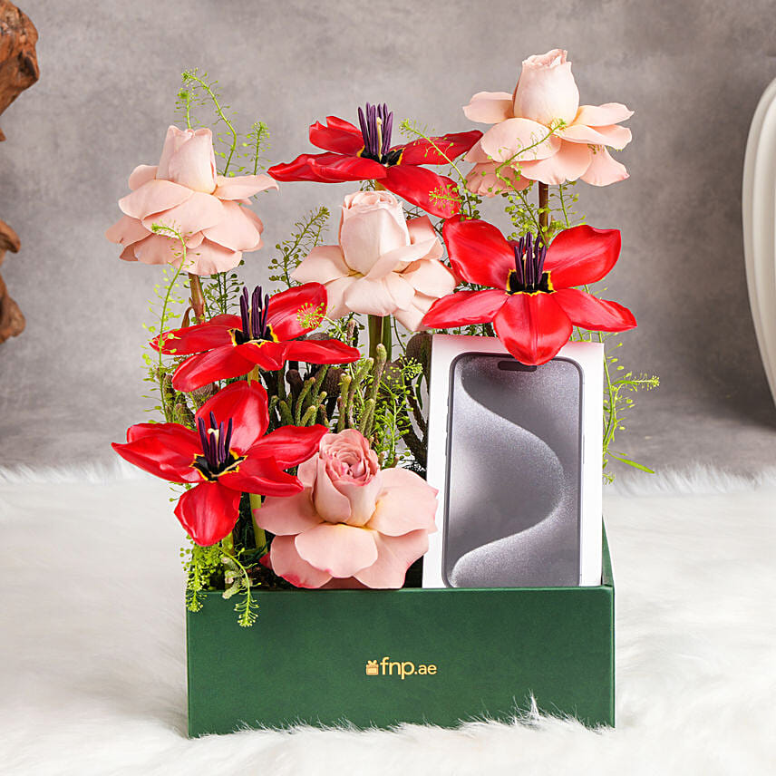 Iphone 15 Pro Gift with Flowers