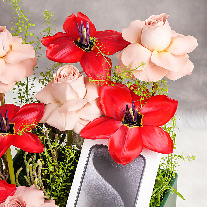 Iphone 15 Pro Gift with Flowers