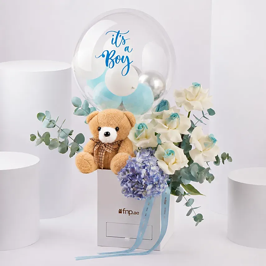 Its A Boy Bubble Bloom Arrangement