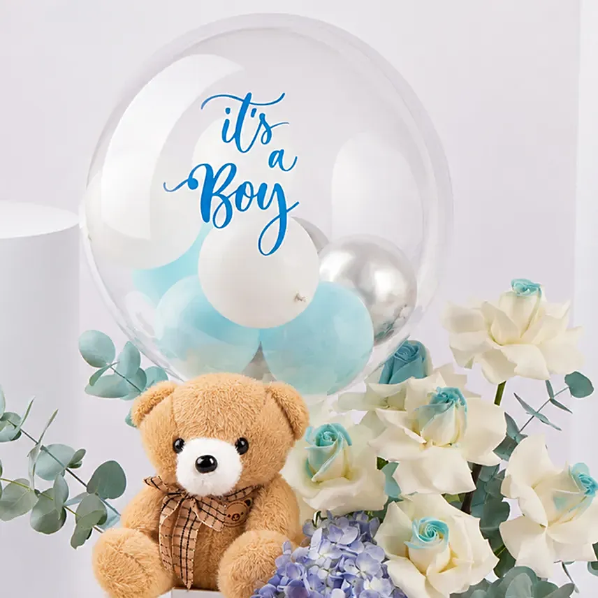 Its A Boy Bubble Bloom Arrangement