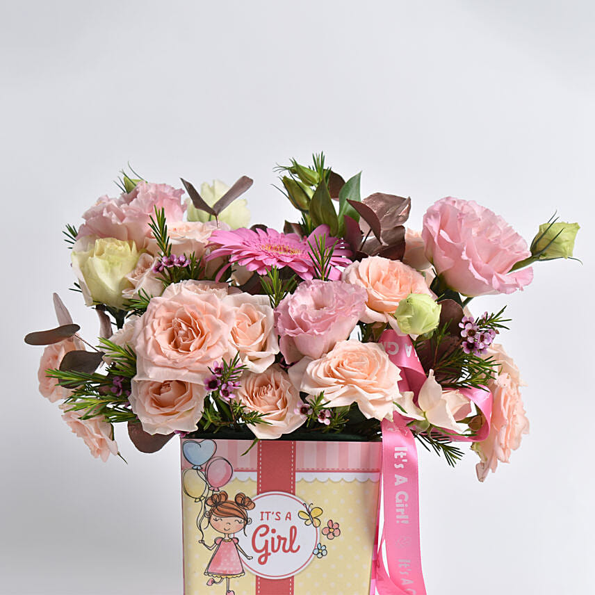It's a Girl Flowers and Jar Cake