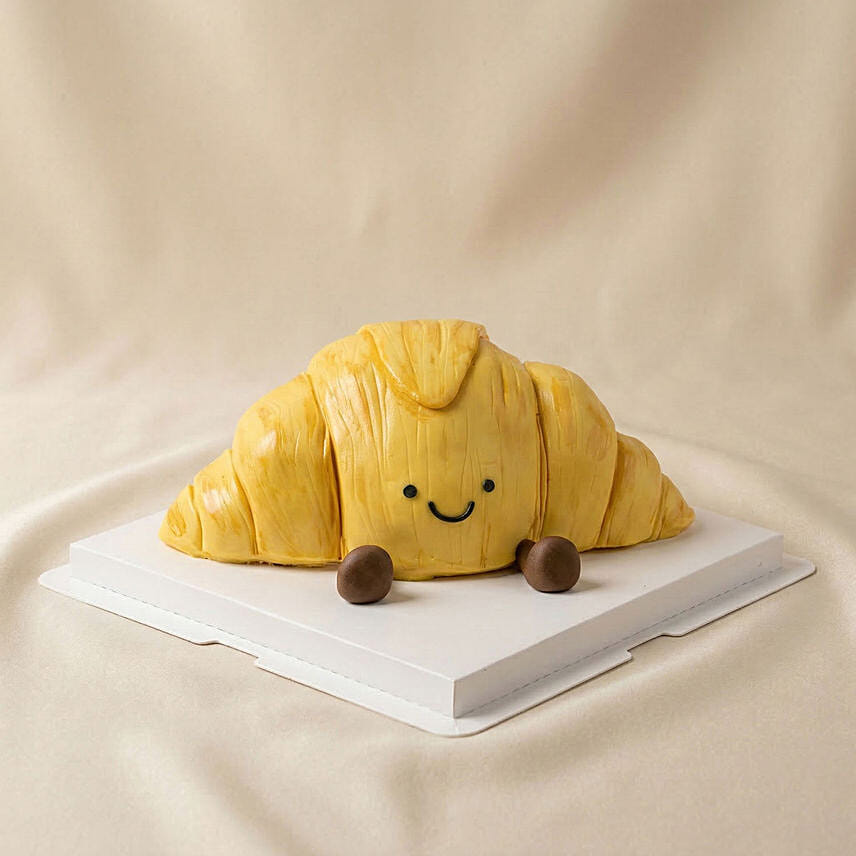 Jelly Cat Croissant Theme Fudge Cake 1 KG