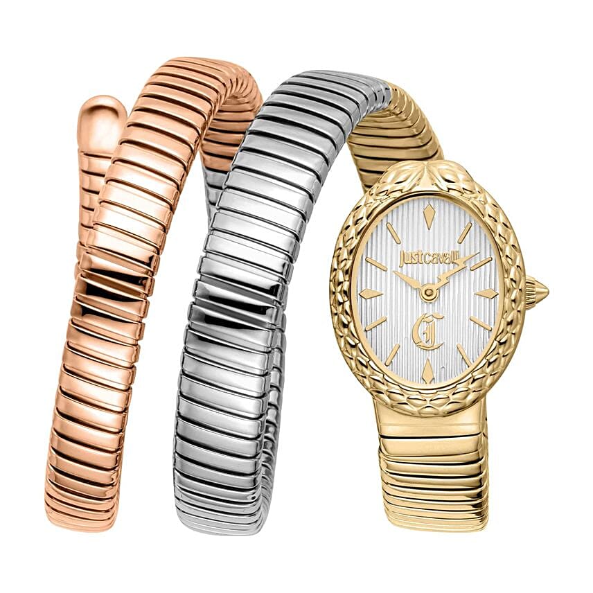 Just Cavalli Triple Tone Luxury Watch For Her