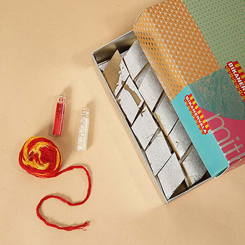 Kaju Katli With Roli and Chawal