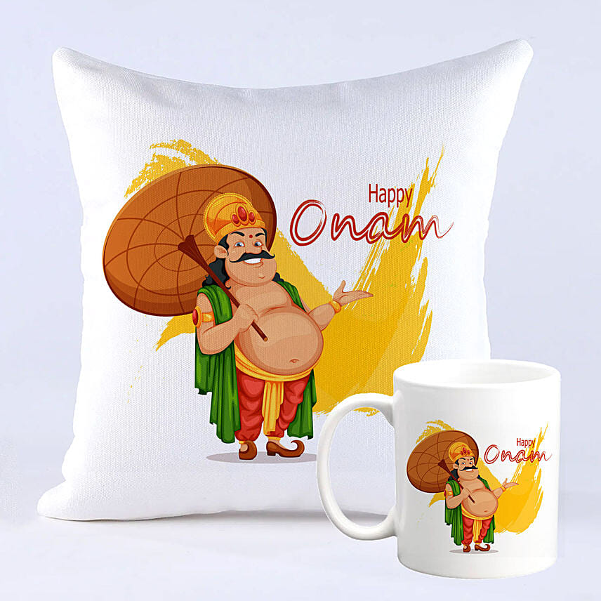 King Mahabali Happy Onam Printed Mug and Cushion
