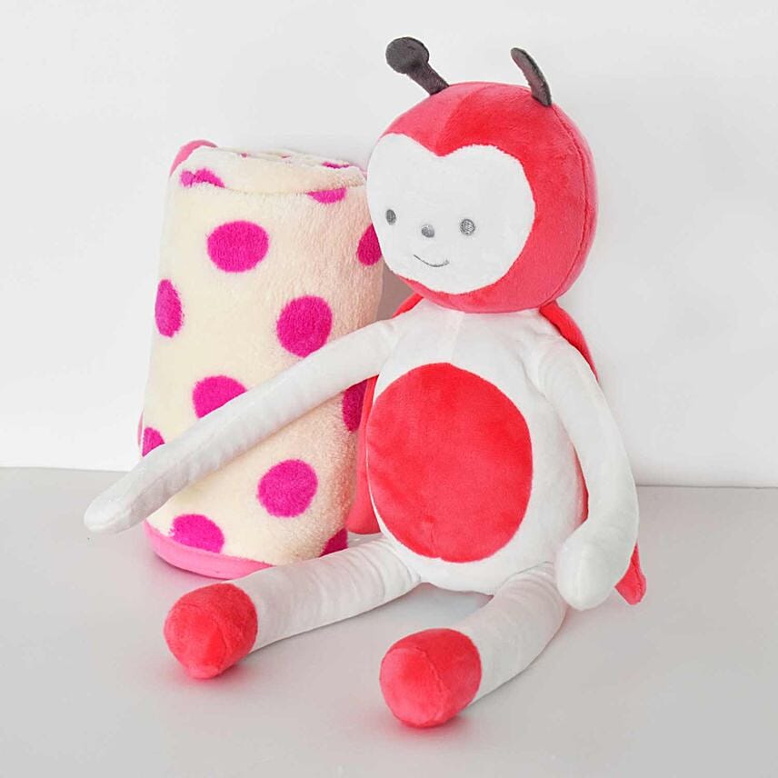 Ladybug Soft Toy with Baby Blanket
