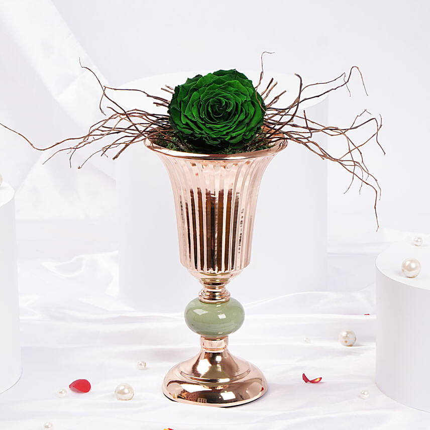 Large Green Forever Rose in Designer Base
