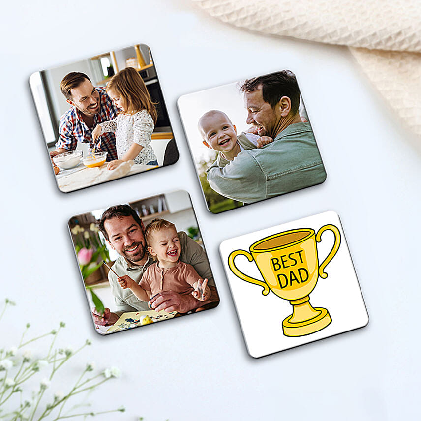 Love You Dad Personalized Fridge Magnets Set of 4